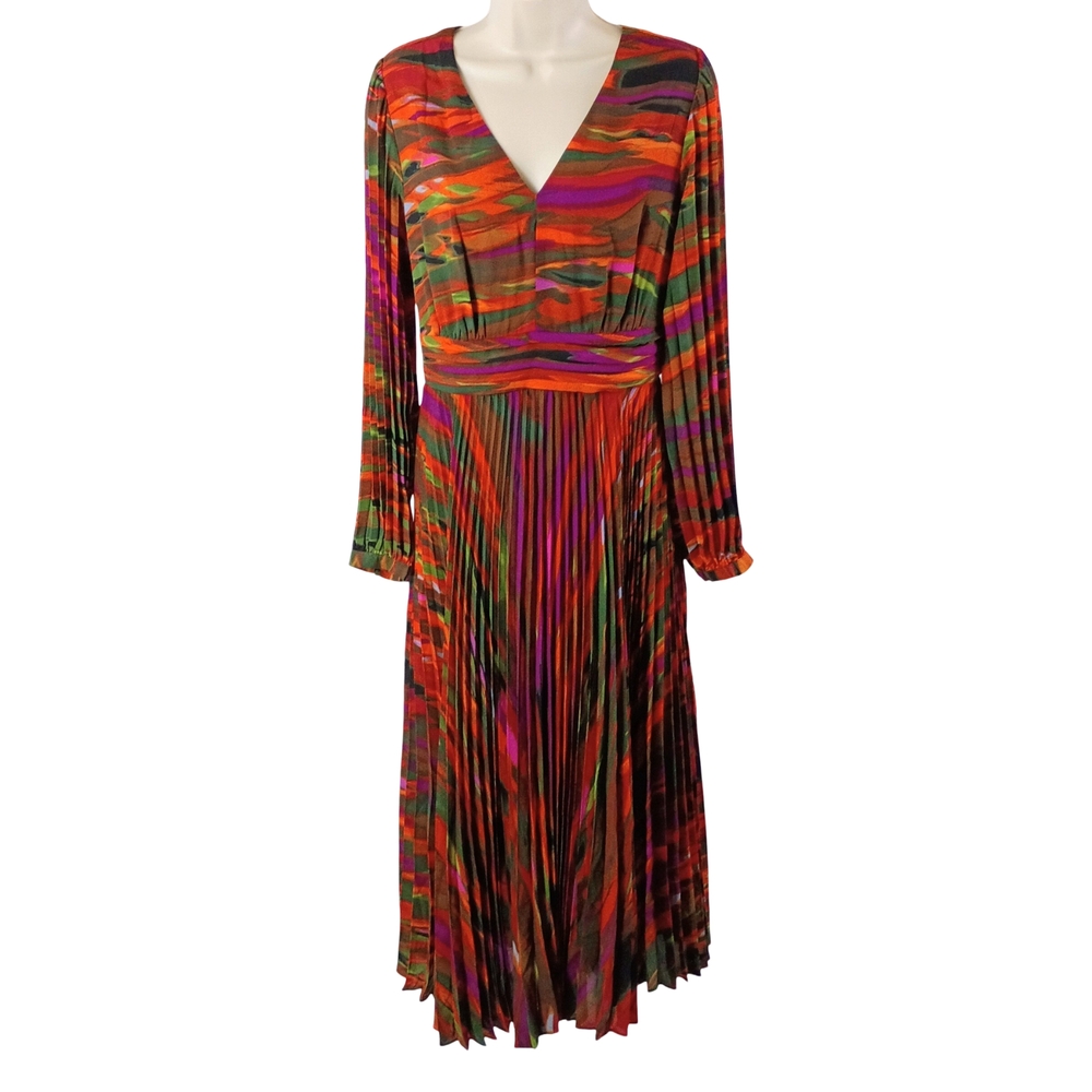 Nanette Lepore Colorful Long Sleeve Pleated Dress